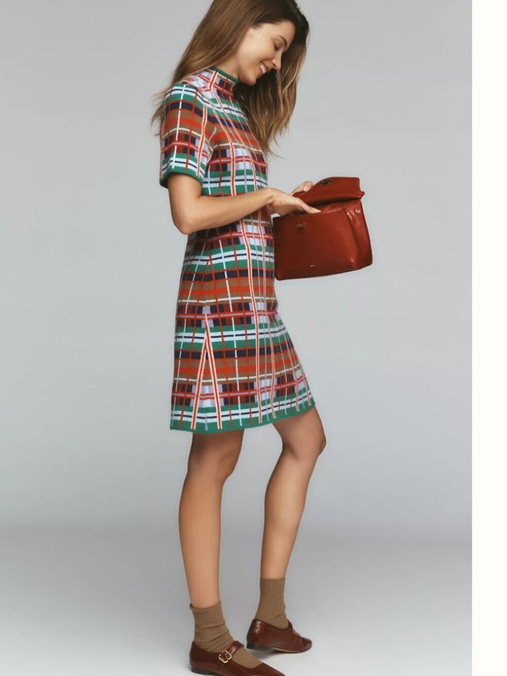 Anthropologie NWT The Nina Short-Sleeve Mock-Neck Mod Sweater Mini Dress